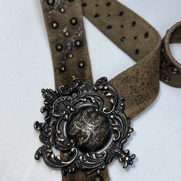 ROBERTO CAVALLI / JUST CAVALLI VINTAGE DISTRESSED BELT BROWN AND DARK GOLD - Picture 7 of 7